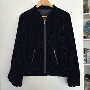 Splendid Crushed Velvet Black Bomber Jacket